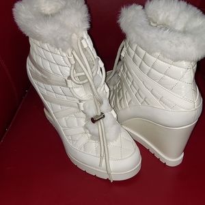 Jessica Simpson Brixel White Wedge Booties